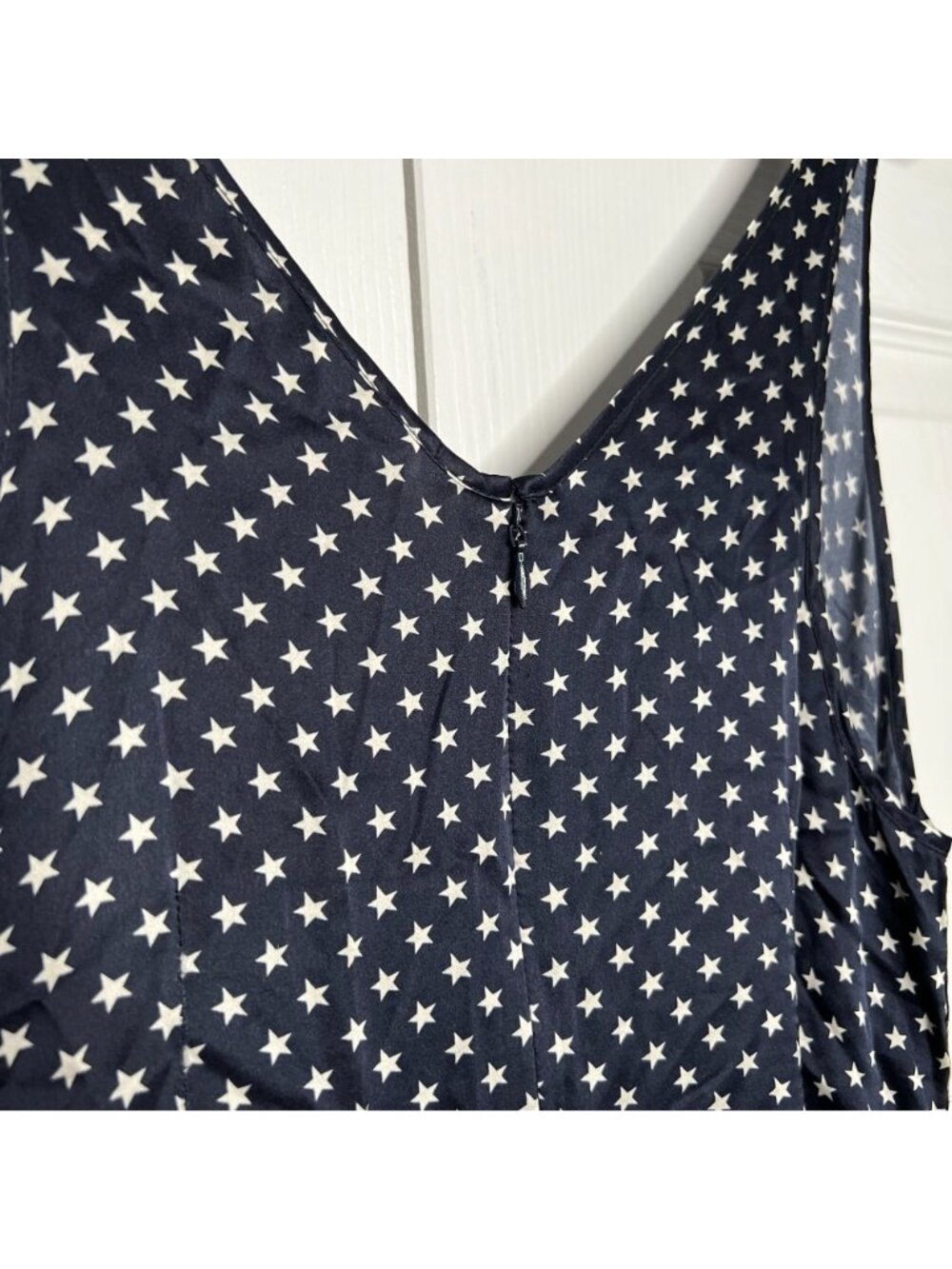 R13 Navy Blue Star Print V-Neck Sleeveless Silk Maxi Dress Women's Size Small S - Picture 10 of 11